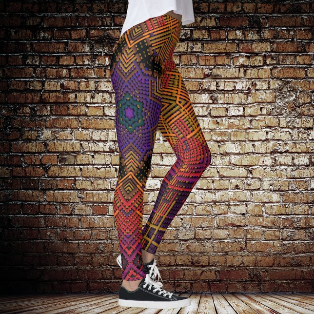 Leggings Tisser Mandala jaune orange et violet (Créateur téléchargé)