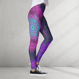 Leggings Tisser Mandala rose violet et bleu
