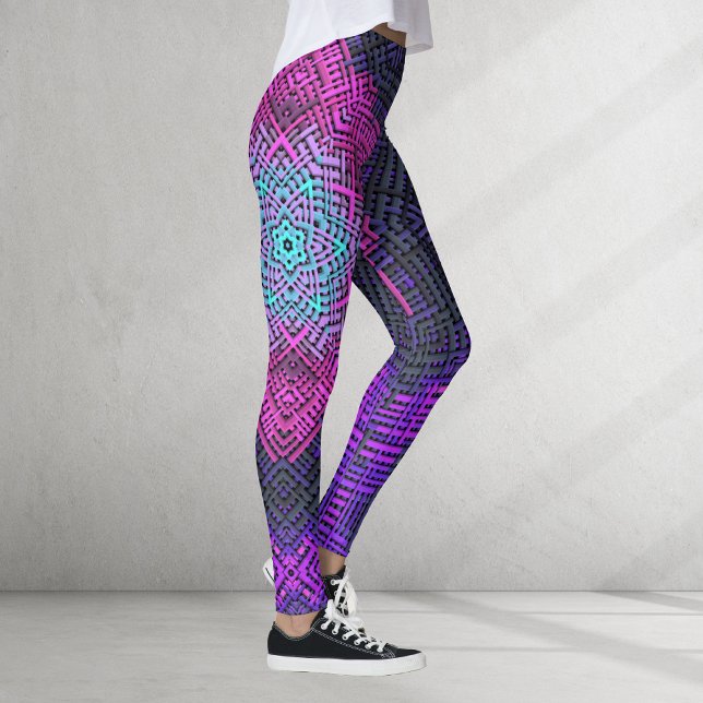 Leggings Tisser Mandala rose violet et bleu (Créateur téléchargé)