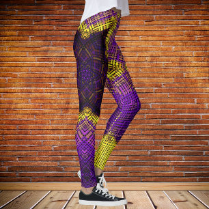 Leggings Tisser Mandala violet et jaune