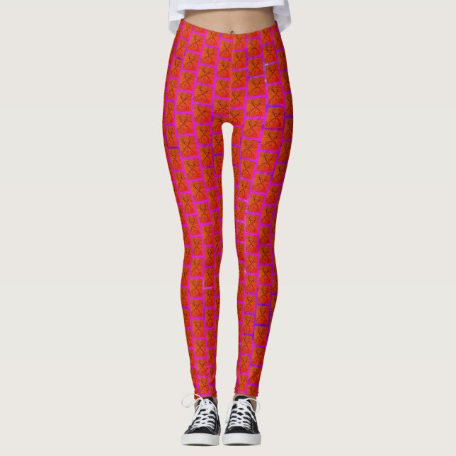 Leggings Tisserin Orb (Orange)/Pleure Ici Violet, Légumineu (Devant)
