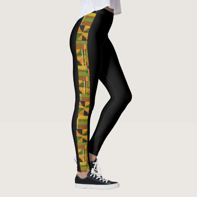 Leggings Tissu africain de la tribu Kente imprimé vert oran (Droite)