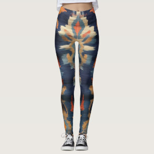 Leggings Tissu Ikat de tons terreux élégants et vibrants