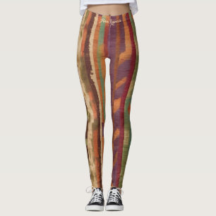 Leggings Tissu Ikat de tons terreux élégants et vibrants