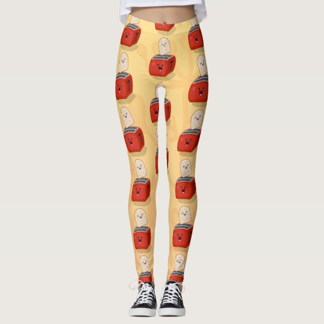 Leggings Toast de Cute kawaii et dessin animé de grille-pai (Devant)