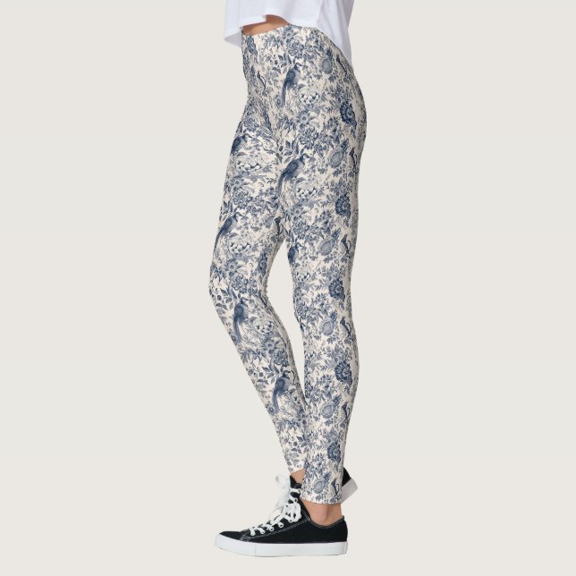 Leggings Toile bleue vintage Fleurie (Gauche)