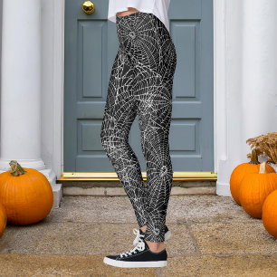 Leggings Toile d'araignée noire et blanche Halloween