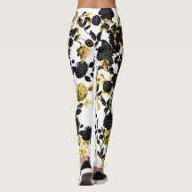 Toile Florale Vintage Noir Blanc Or