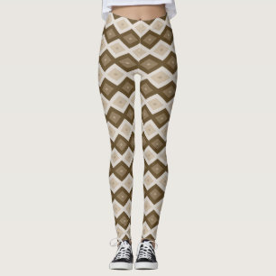 Leggings Tons de motif diamant brun