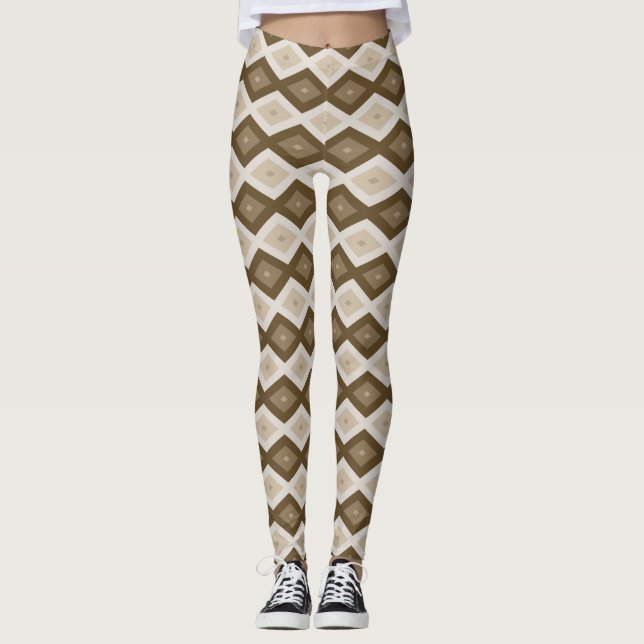 Leggings Tons de motif diamant brun (Devant)