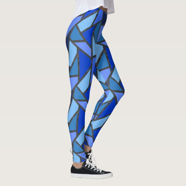 Leggings Tons de motif en vitrail bleu (Droite)