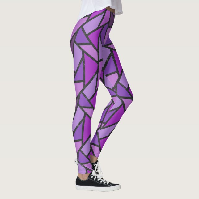 Leggings Tons de vitrail violet motif (Droite)