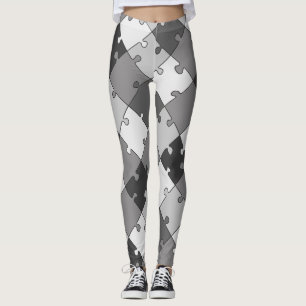 Leggings Tons diagonaux espiègles de gris de casse-tête
