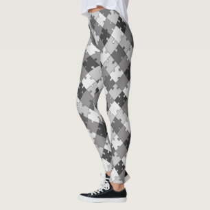 Leggings Tons diagonaux espiègles de gris de casse-tête