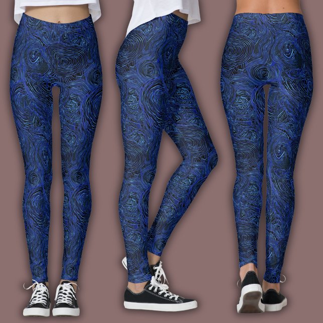 Leggings Topographic Line Pattern | Midnight Sapphire (Créateur téléchargé)