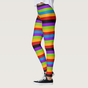 Leggings Touche de bande arc-en-ciel noir
