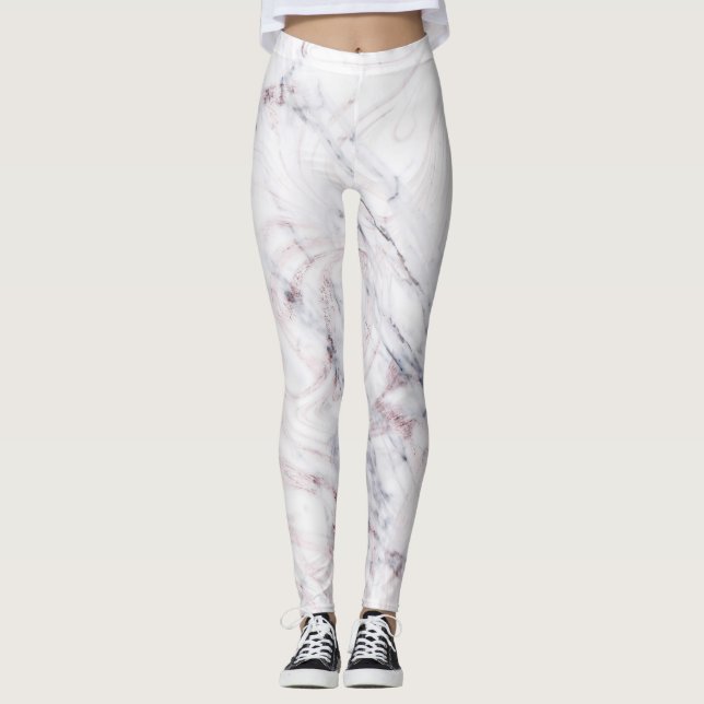 Leggings Touche de Rose blanc gris marbre tourbillon chic t (Devant)
