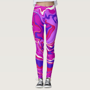Leggings Tourbillon de marbre rose et violet