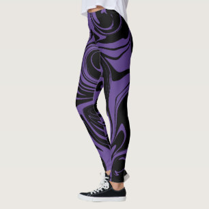 Leggings Tourbillon en marbre rouge et noir