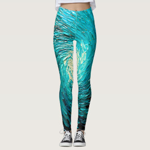 Leggings Tourbillon océan turquoise Abstrait