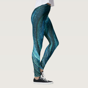 Leggings Tourbillons Pailletés Turquoise