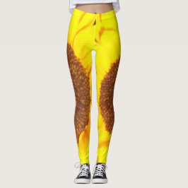 Leggings Tournesol Jaune Jambes Brown Florales