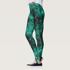 Leggings Tourquoise bleu carré, triangle 3D