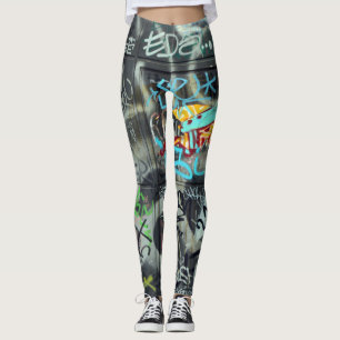 Leggings Tout autour des légendes imprimées de graffiti