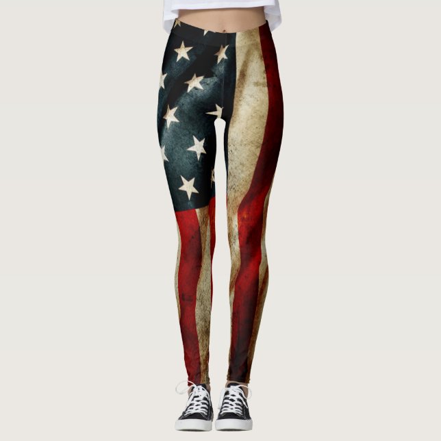 Leggings Tout le yoga grunge américain de drapeau (Devant)