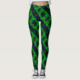 Leggings Traces et formes bleues sur fond vert