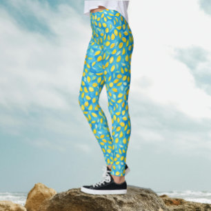 Leggings Tranches de citron artistiques sur motif aquarelle