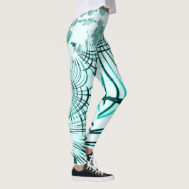 Leggings Traversée cyan aqua lignes courbes sur arrière - p