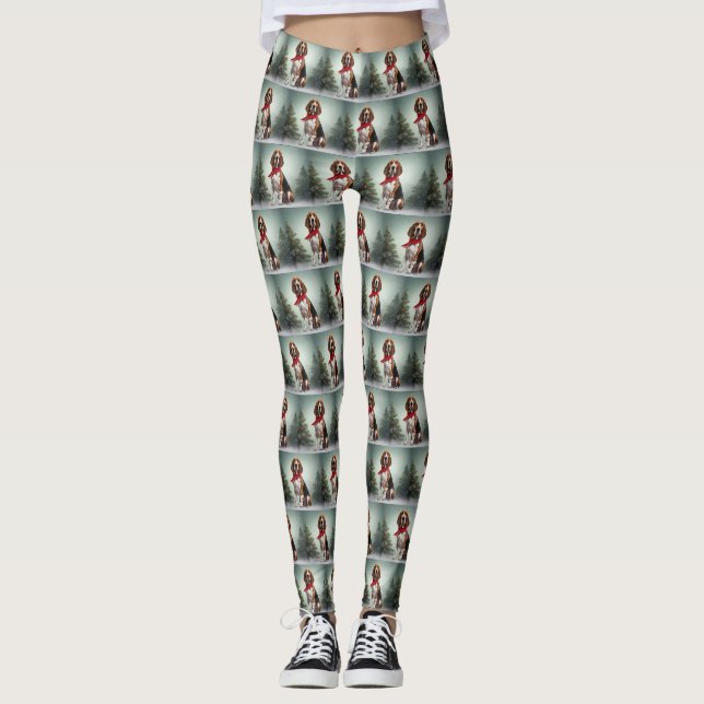 Leggings Trek Walker Coonhound Dog en Noël de neige (Devant)