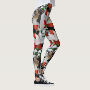 Leggings Tri couleur lisse Collie Noël
