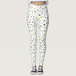Leggings Triangles géométriques bleu et jaune Motif