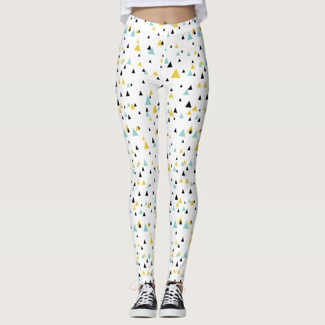 Leggings Triangles géométriques bleu et jaune Motif (Devant)