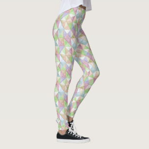 Leggings Triangles Matelassés en Pastels de Vert Printanier