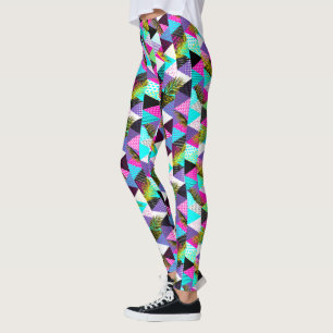 Leggings Triangles Style Neon Memphis