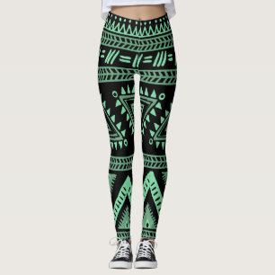 Leggings Tribal Noir et Aqua