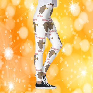 Leggings Tribu Trompette Chat Brun Motif Rose