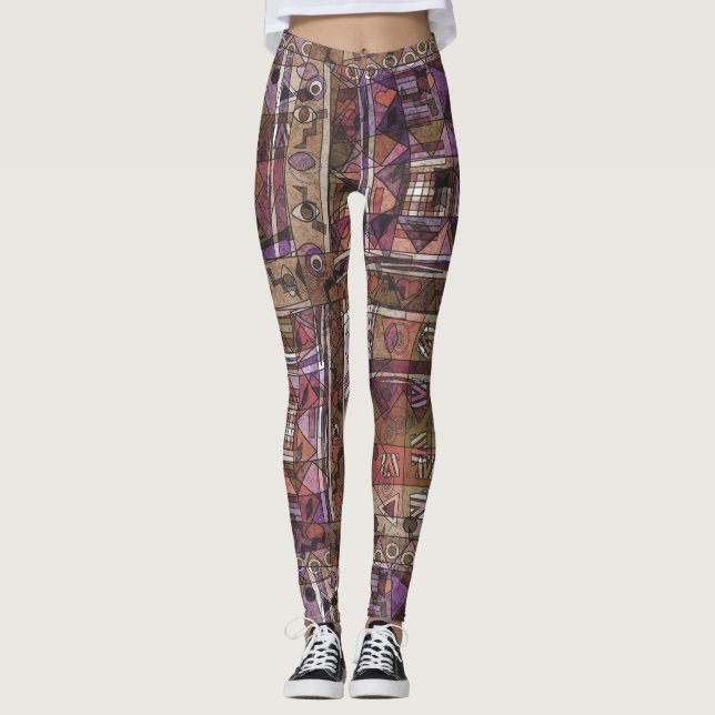 Leggings Tribus abstraites africaines à la mode (Devant)