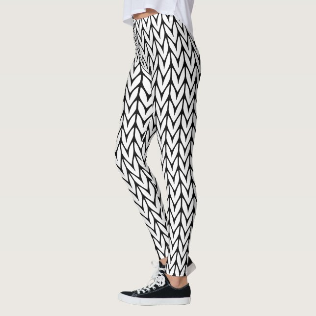 Leggings Tricot Motif noir et blanc sur (Gauche)