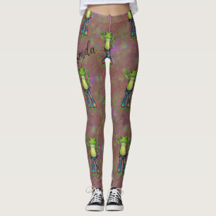Leggings Trippie Hippie Psychedelic Frog Paix Retro Personn