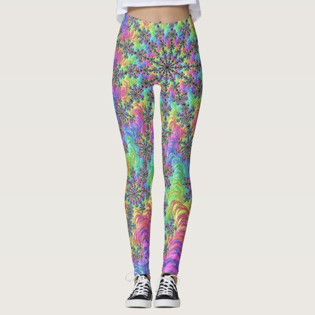 Leggings Trippy coloré Super éclat fractal  (Devant)
