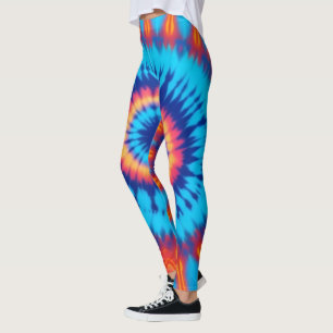 Leggings Trippy Cravate-Dye Retro Blue & Orange