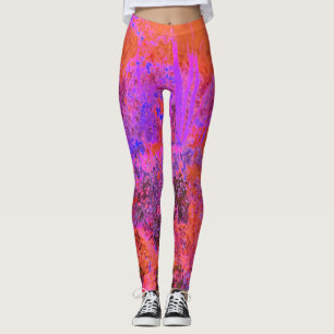 Leggings Trippy Magenta et Orange Jardin impressionniste