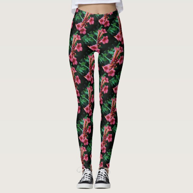 Leggings Trompette rose Honeysuckie Art botanique (Devant)