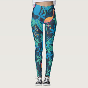 Leggings Tropical Artistique : Motif Flamant rose ananas.