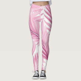 Leggings Tropical rose et blanc