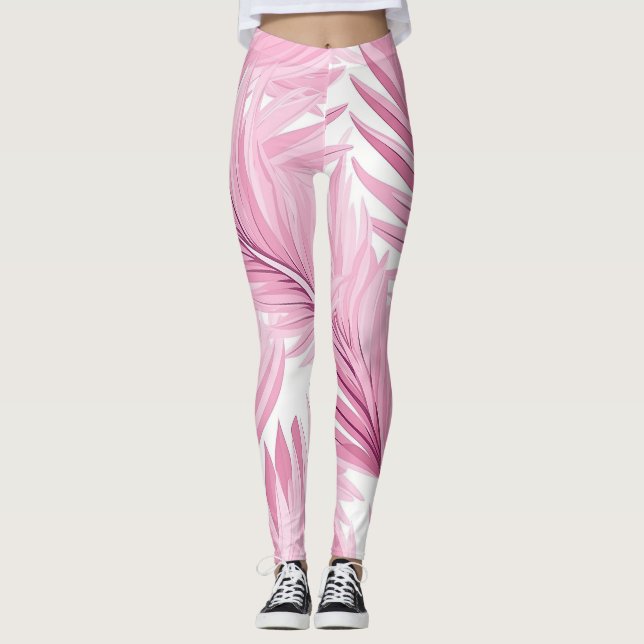 Leggings Tropical rose et blanc (Devant)